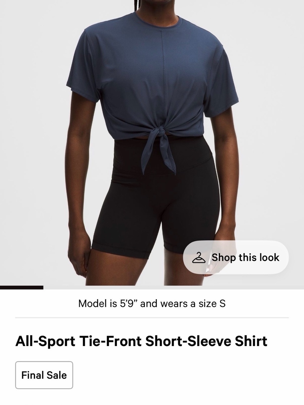 lululemon athletica All-Sport Tie-Front Short-Sleeve Shirt - Slate Blue